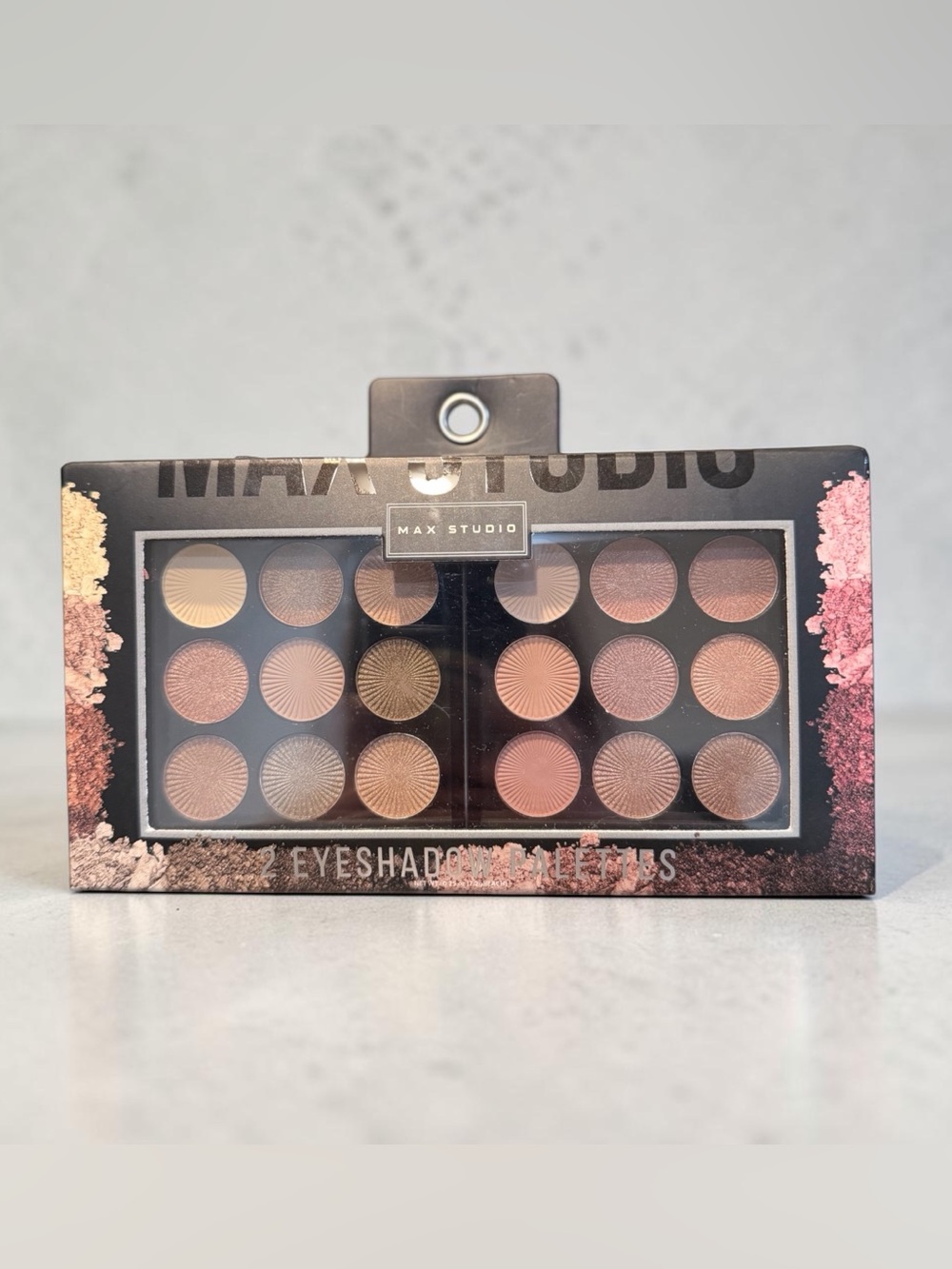 Max Studio 2 Eyeshadow Palettes Neutral & Rose Gold Shades Makeup Set